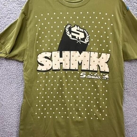 Shmack Men's XL T-Shirt Vintage Y2K Green Polka Dots Front and Back Logo Urban - Picture 3 of 9
